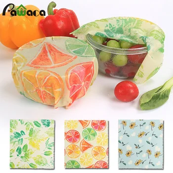 

3pcs Eco Friendly Beeswax Wrap Reusable Food Wraps 3 Mixed Sizes Food Storage Cloth Organic Cling Wrap Replacement for Sandwich
