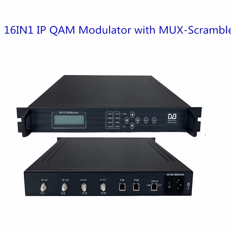 16в1 IP QAM модулятор с mux-скремблером(gigabit 64* IP in, 16* DVB-C RF out) модулятор радио и ТВ оборудование SC-4124