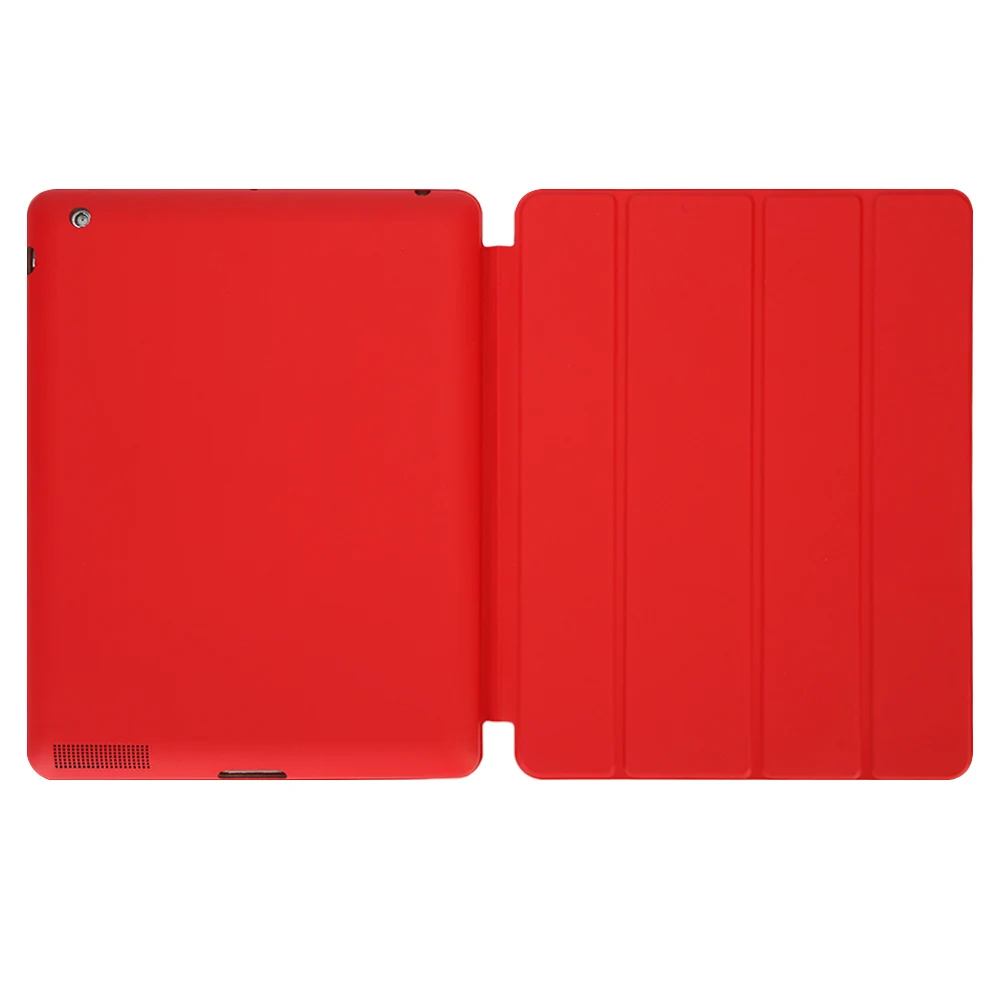 Чехол для iPad 2/3/4 Магнитный кожаный смарт-чехол для Apple iPad 4th поколения 3rd поколения 2 с прорезиненная задняя крышка чехол - Цвет: Red