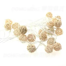 5M 20 LED Warm White Rattan Ball LED String Lighting Holiday Christmas Wedding Party Curtain Decoration Lights Drop Shipping