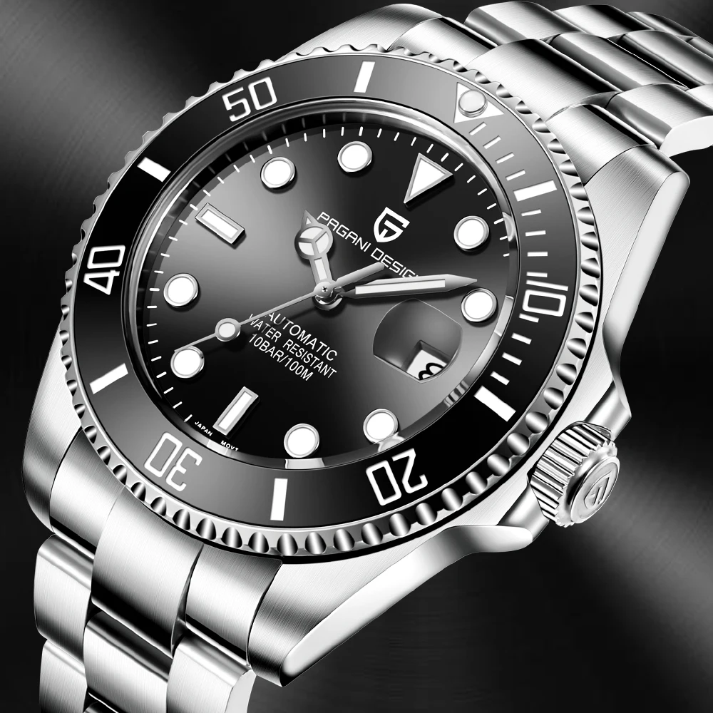 

New Business Brand Luxury Men Watches Automatic Black Watch Men Stainless Steel Waterproof Business Sport Mechanical Wristwatch
