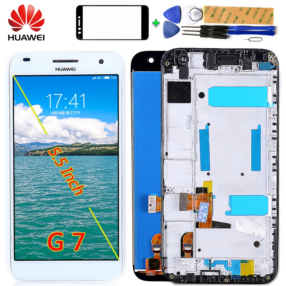 

Huawei G7 5.5 inch LCD display 1280*720 Touch Screen Digitizer Sensor Panel Assembly Frame with Free Tempered Glass and Tools