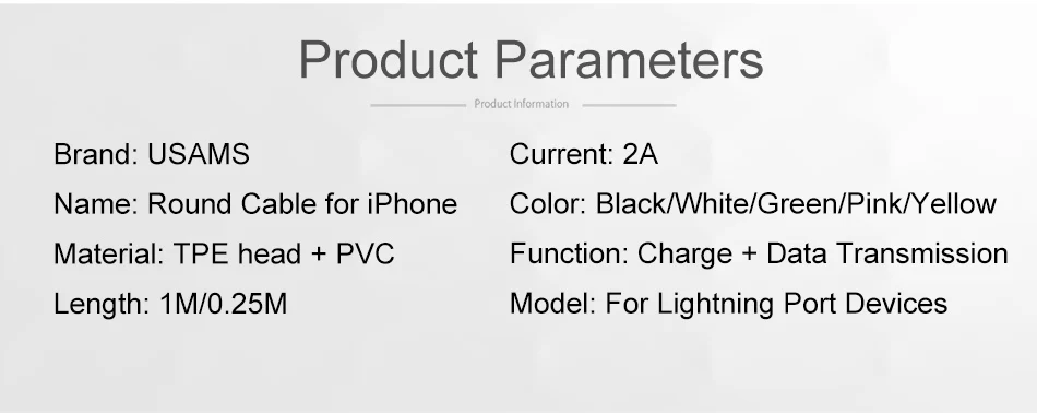 Круглый USB кабель, USAMS кабель для мобильного телефона для iPhone 2A зарядный кабель Micro usb type C для samsung Xiaomi Android зарядное устройство