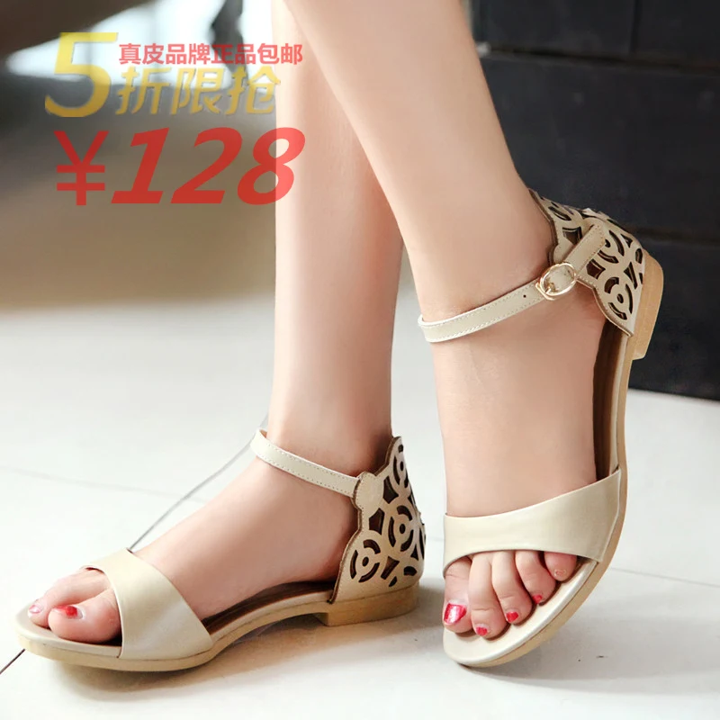 2013 summer sandals mushroom genuine leather women's shoes fashion cutout metal package with