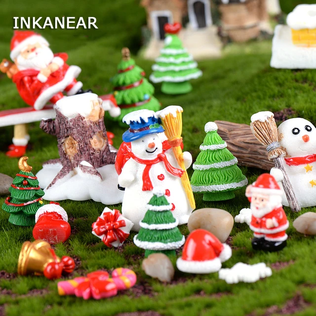 WOXINDA Snowman Garden Home Miniature Christmas Decorations Resin Santa  Statue Statue Craftwork Home Decor