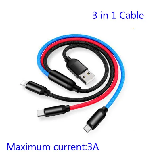 

3 In 1 USB Cable multi Charge For xiaomi mi 9 8 lite 6 mix 3 2s max 3 A2 redmi note 7 6 5 5a 6a 4x mobile phone Charger Multiple