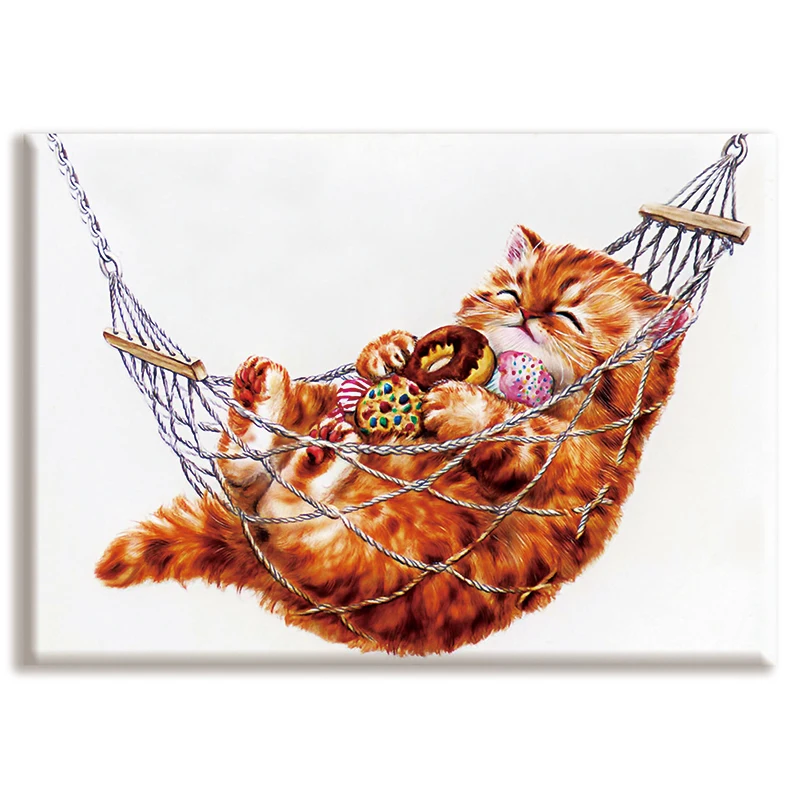

Diy,Needlework,kits,full embroidery,Home decor,Cat,animals ,White canvas,Dmc,Cross-stitch