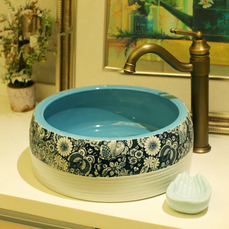 China Handmade Lavabo Washbasin Artistic Bathroom Sink Art Counter Top
