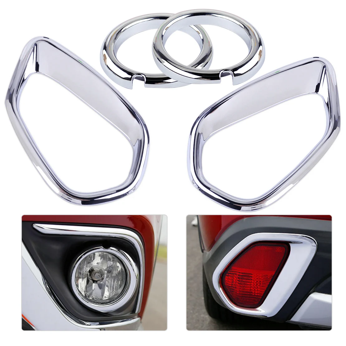

CITALL 4pcs ABS Chrome Car Front Rear Fog Light Lamp Cover Trim Fit for MITSUBISHI Outlander 2016 2017