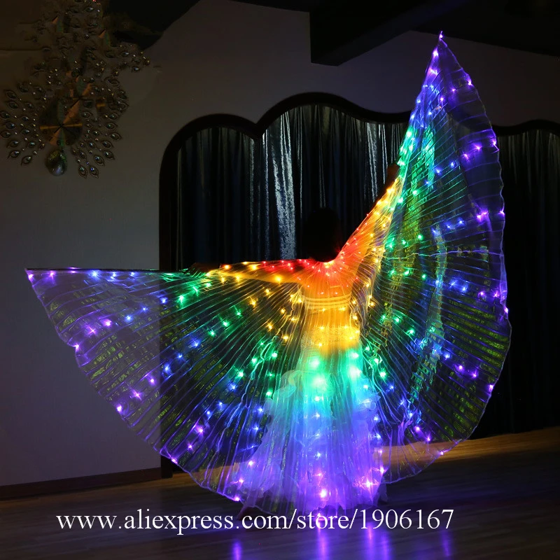 Belly Dance Glowing Wings Cloak Children Fluorescent Butterfly Rainbow Multicolored LED Glowing Wings3