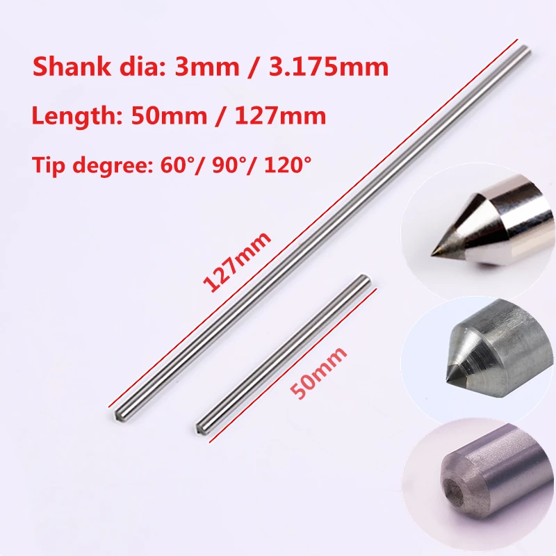 10 pz / lotto Fresa per incisione a punta incisore dremel 3 mm e 3.175 mm punte per incisione a diamante