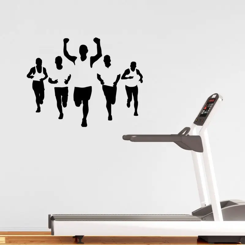 Running Athletic Patterns Wall Sticker Sporting Gym Wall Decal Fitness