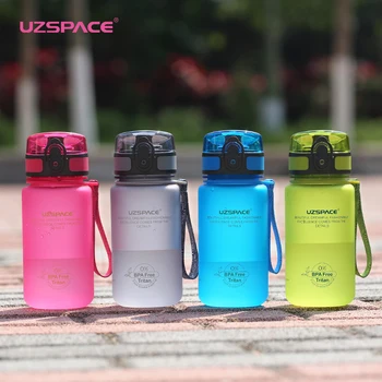 

UZSPACE 350ml Sports Water Bottle Kid Lovely Eco-friendly Plastic LeakProof High Quality Tour Portable my Drink bottle BPA Free