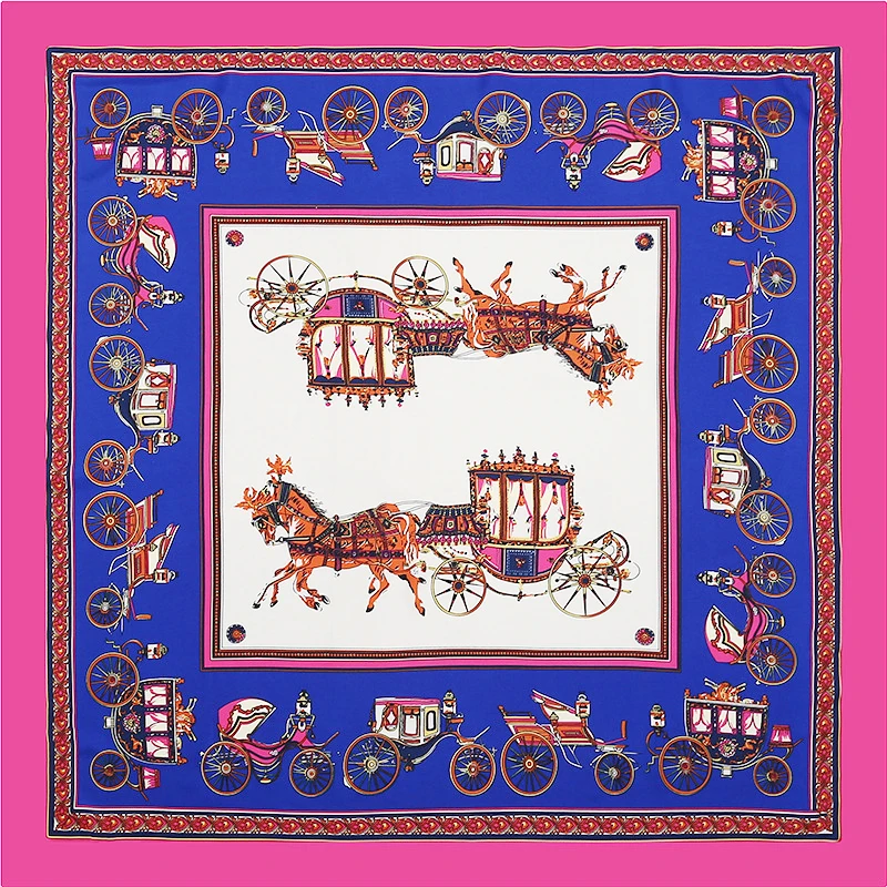 

100%Twill silk scarf for women High Qquality Europe Retro carriage print neck scarf summer travel beach shawls scarves in bulk