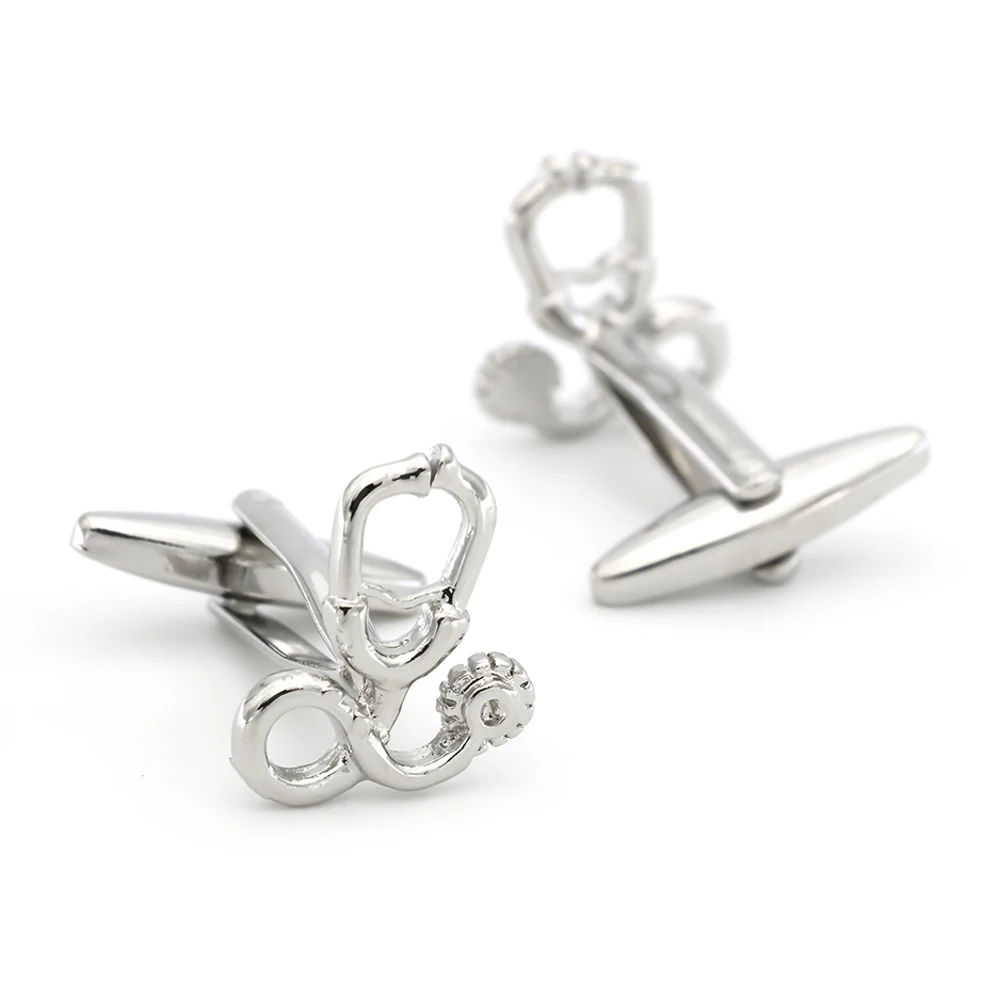 

Men's Stethoscope Cuff Links Copper Material Silver Color