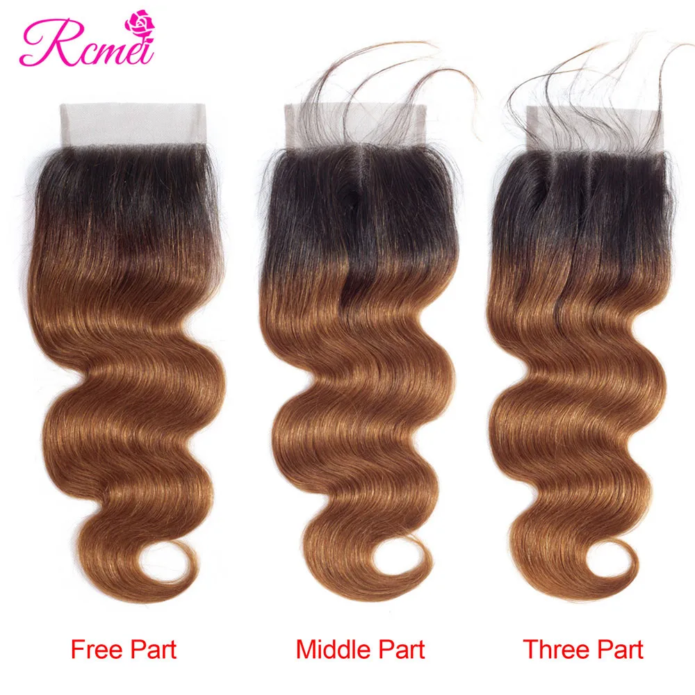 Ombre Brown Bundles With Closure T1B/30 Brazilian Body Wave Human Hair Bundle With Closure Two Tone Human Weave Non Remy Rcmei Ombre Brown Bundles With Closure T1B/30 Brazilian Body Wave Human Hair Bundle With Closure Two Tone Human Weave Non Remy Rcmei
