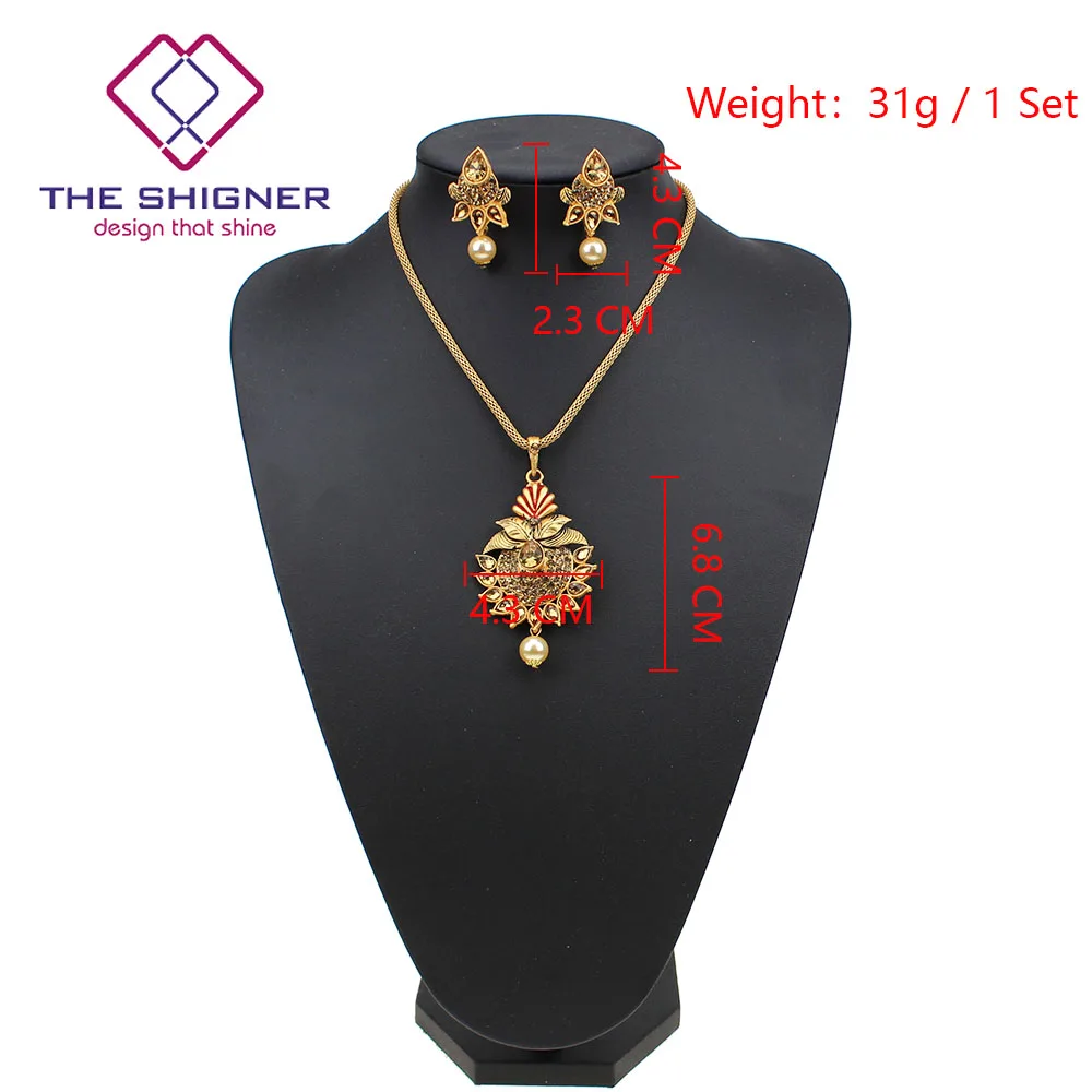 SHIGNER индийский bahuali Mughal Kundan chandali камень жемчуг золотой тон драгоценное свадебное ожерелье серьги набор медальонов