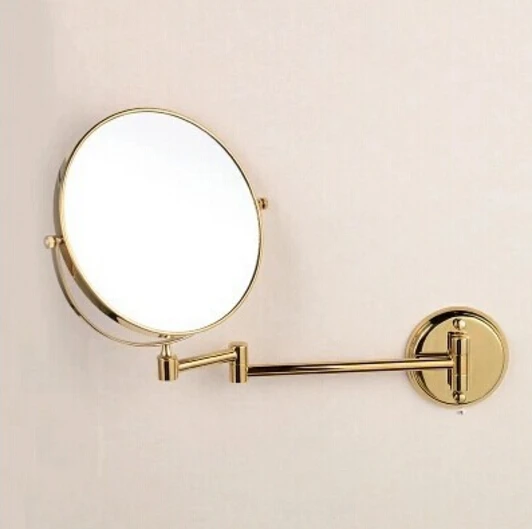 Латунное Золотое зеркало для ванной 8 дюймов зеркало для макияжа складное выдвижное двустороннее зеркало