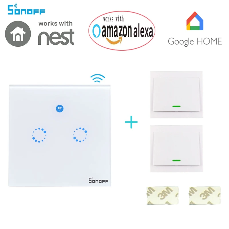 2017 New Arrival Sonoff T1 2 Gang 2way Wifi Rf App Touch