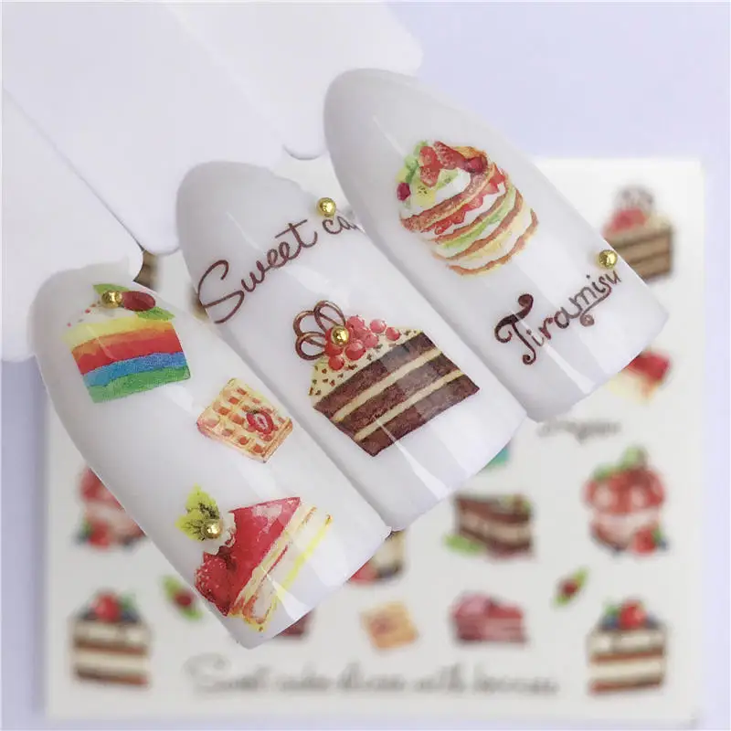 WUF 26 Styles Summer Fruit Strawberry Cherry Cake Ice Cream Nail Art Water Transfer Sticker Decor Slider Decal Manicure - Color: YZW-A1431