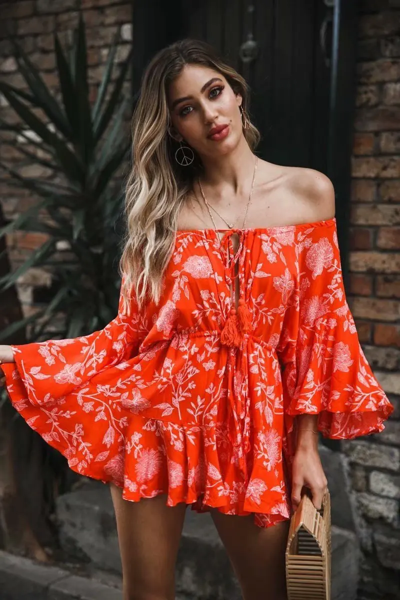 IUURANUS Ruffles Summer Vintage Women Casual Playsuits Print Off Shoulder 2019 Short Jumpsuit Rompers Bohemian Playsuit IUURANUS Ruffles Summer Vintage Women Casual Playsuits Print Off Shoulder 2019 Short Jumpsuit Rompers Bohemian Playsuit