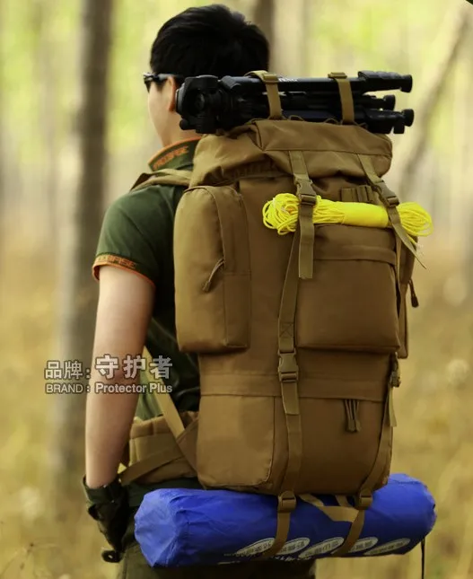Protector Plus outdoor camping tactical backpack waterproof bag travel backpack luggage large backpack belt shoe warehouse 65L