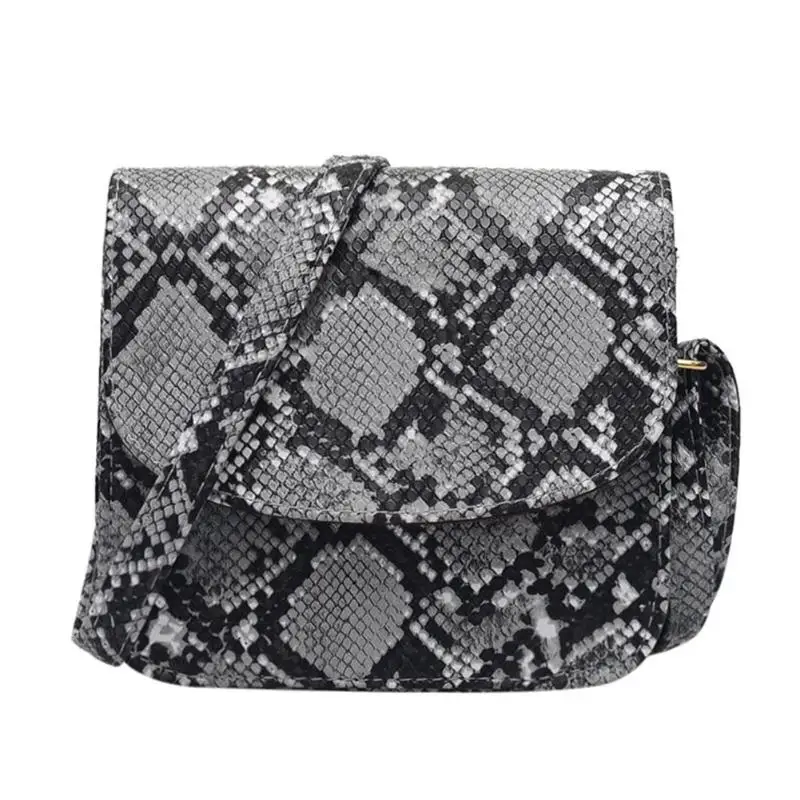 Женские сумки-мессенджеры из искусственной кожи со змеиным принтом, маленькие повседневные женские сумки через плечо с клапаном, вечерние сумки, новинка - Цвет: Grey