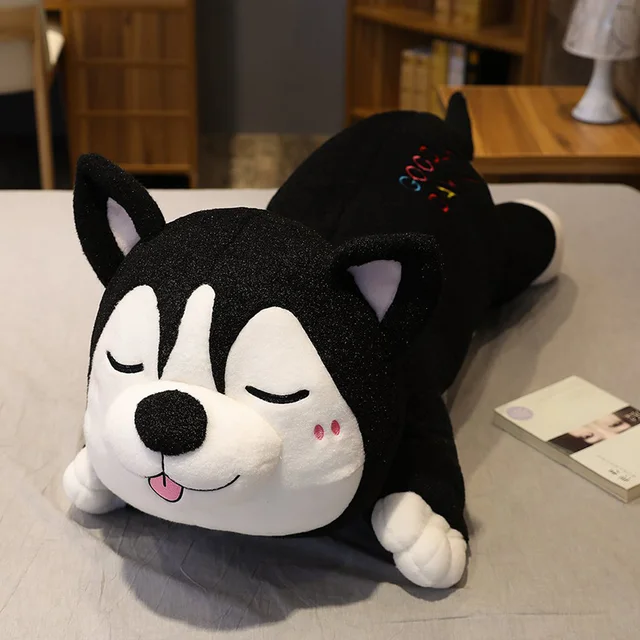 70cm Kawaii Stuffed Husky Toys Cute Simulation Husky Dog Plush Pillow Stuffed Doll Kids Baby Toys Gifts Giant Husky Plush Pillow