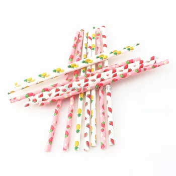 

Free shipping 3000pcs/Lot Strawberry Paper Straws Baby Shower Pink Color Red Strawberry Shortcake Mason Jar Straws Summer Party