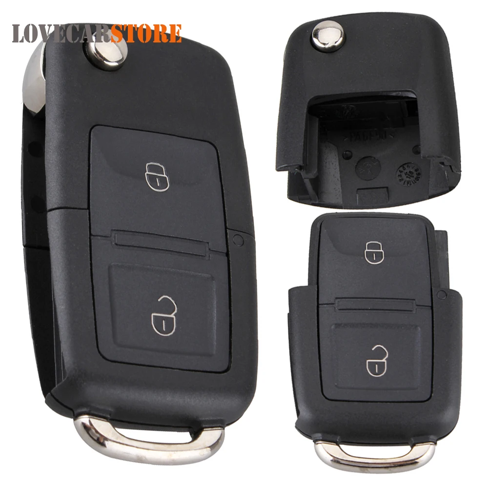 Black 2 Buttons Smart Remote Car Key Fob Case Shell Replacement No Chip