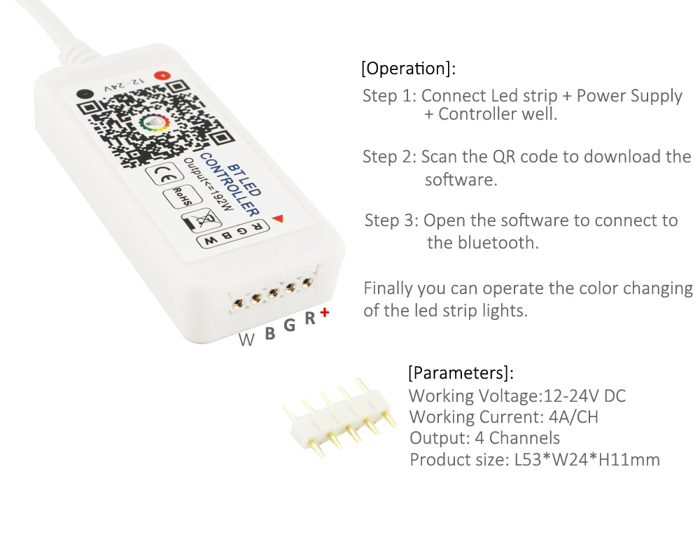 DC 12V 24V Bluetooth RGBW светодиодный контроллер мини 4 CH IOS Android телефон Беспроводное