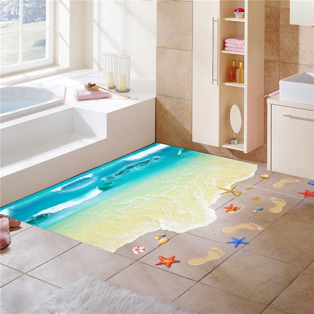 creative 3d floor sticker removable beach starfish wall sticker