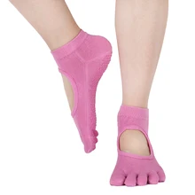 Пилатес носки с пальцами для Для Женщин Йога Пять пальцев спинка силиконовые Нескользящие 5 носков носки балет тренажерный зал Фитнес спортивные хлопковые носки mujer