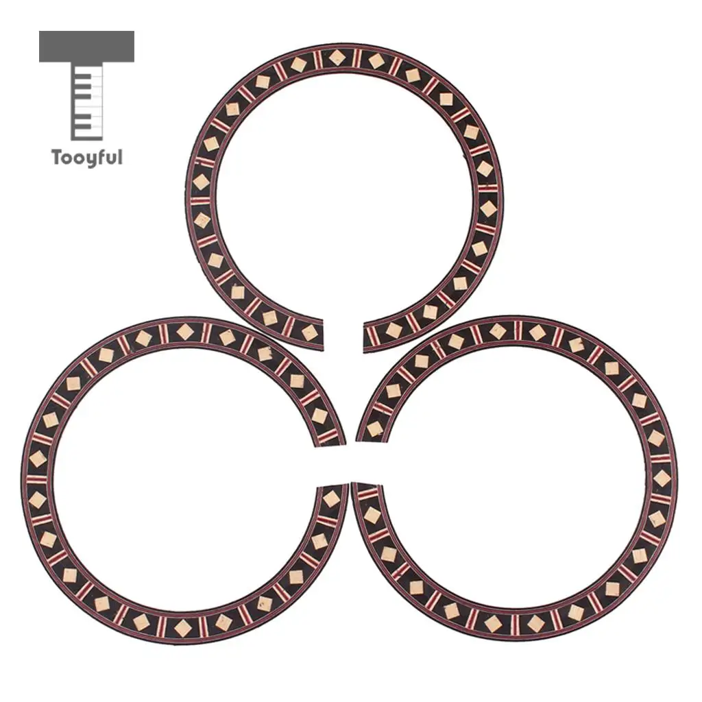Tooyful 3Pcs Acoustic Guitar Rosette Wood Soundhole Inlay Rosette Luthier Tool Parts