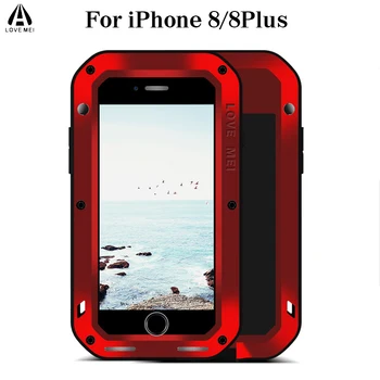 

Love Mei For Apple iPhone 8 plus Case Luxury 3D Glitter Hard Aluminum Metal+Silicone Armor Protective Back Phone Case Cover Capa