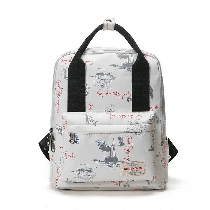 Preppy Style Students Waterproof Backpacks Student High quality Letter Pattern PU leather Bags
