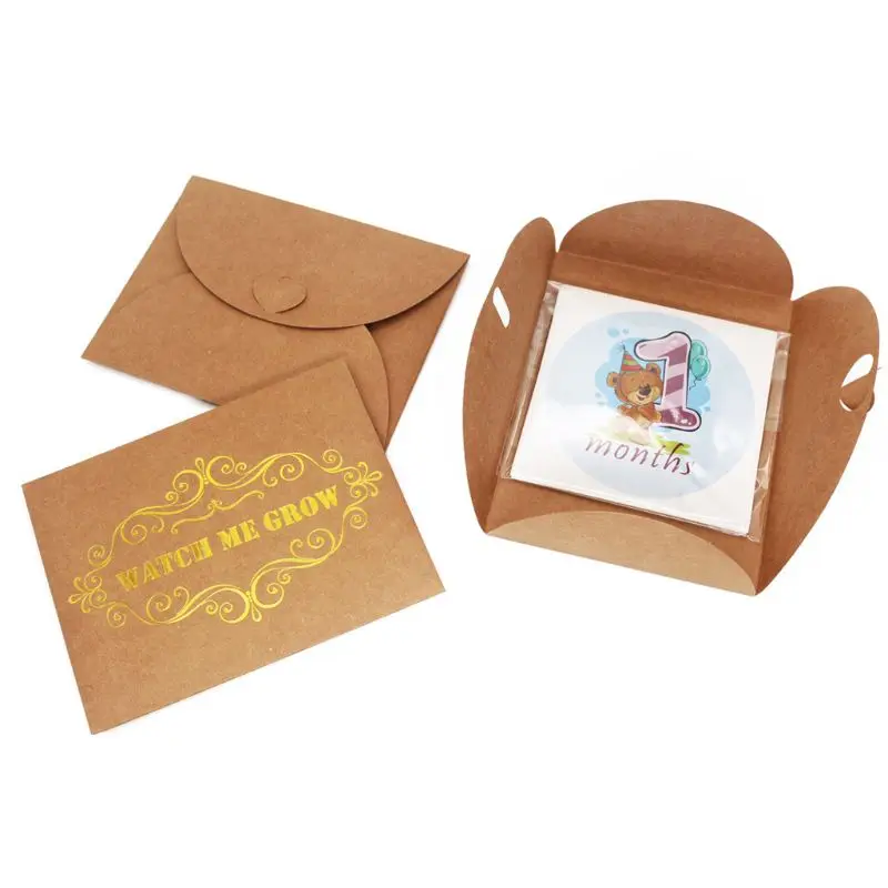 Premium Month Sticker Baby Photography Milestone Memorial Monthly Newborn Kids Commemorative Card Number Photo Props 12 Pcs/set