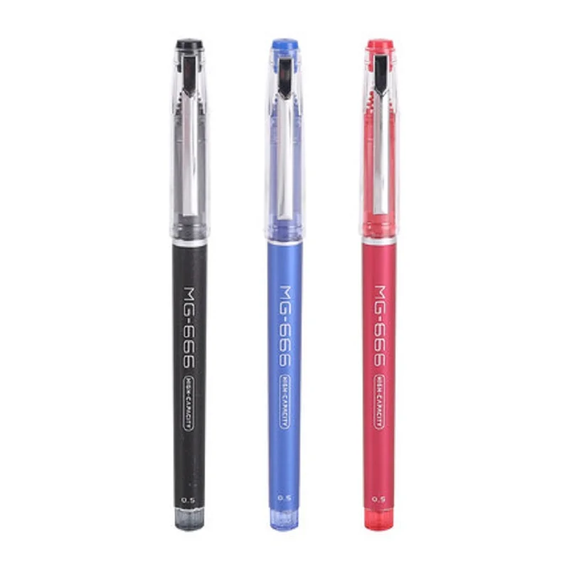 MG 666 high capacity Gel Pen 0.5mm Exam pen Black &Blue & red Pen for
