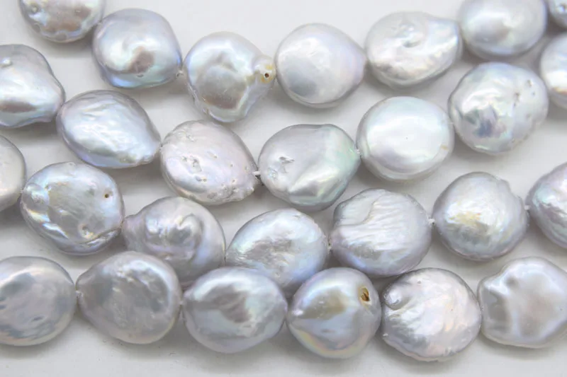 

freshwater pearl gray 10-11mm coin 15" FPPJ wholesale beads nature loose beads for DIY jewelry