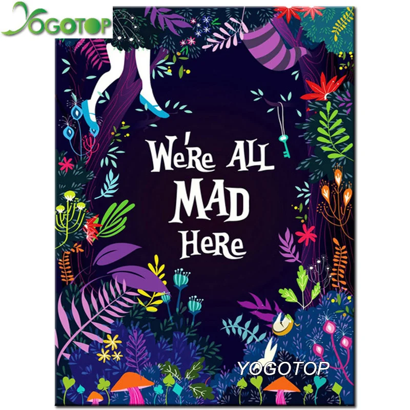 

YOGOTOP 5D Diy Diamond Painting Cross Stitch Alice in Wonderland Square Mosaic Kit Home Decoration Full Diamond Embroidery VD422