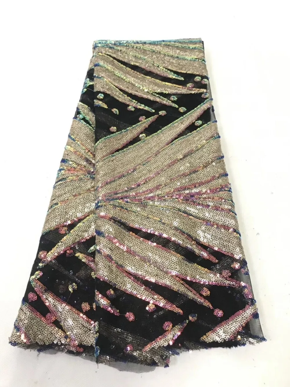 

Nigerian embroidered Lace Fabric ZH-5174 with sequins High Quality African French Lace Fabric