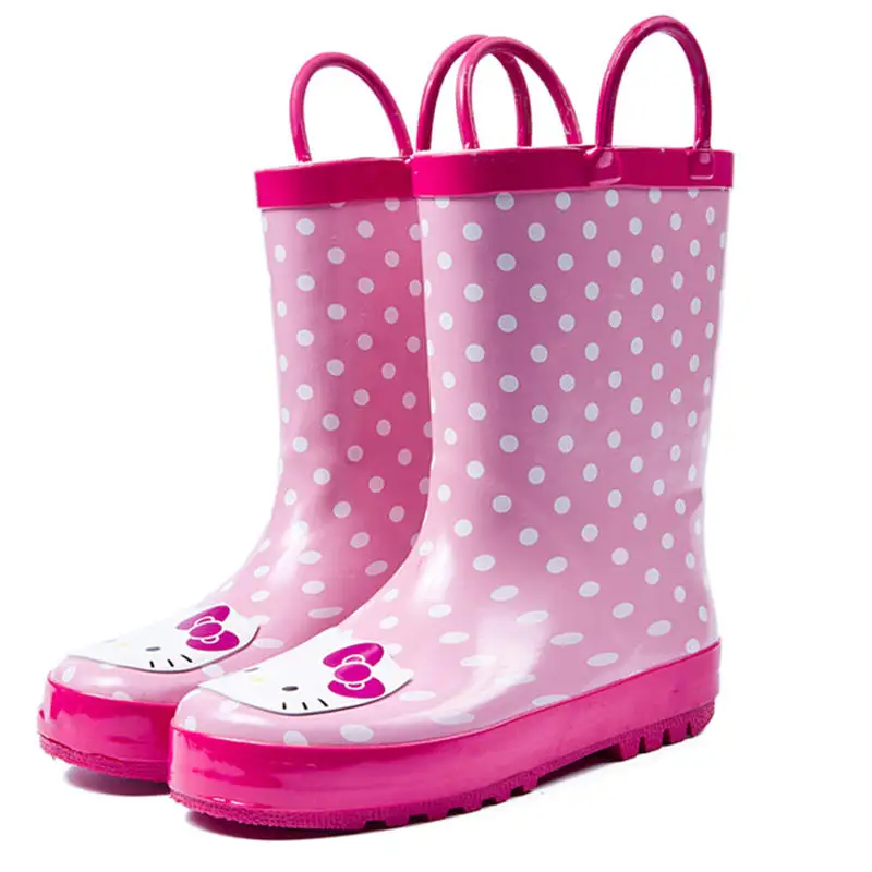 Г. новые детские непромокаемые сапоги для девочек резиновая Водонепроницаемая Обувь Розовая обувь с рисунком для родителей и детей европейские размеры 23-36 - Цвет: Розовый
