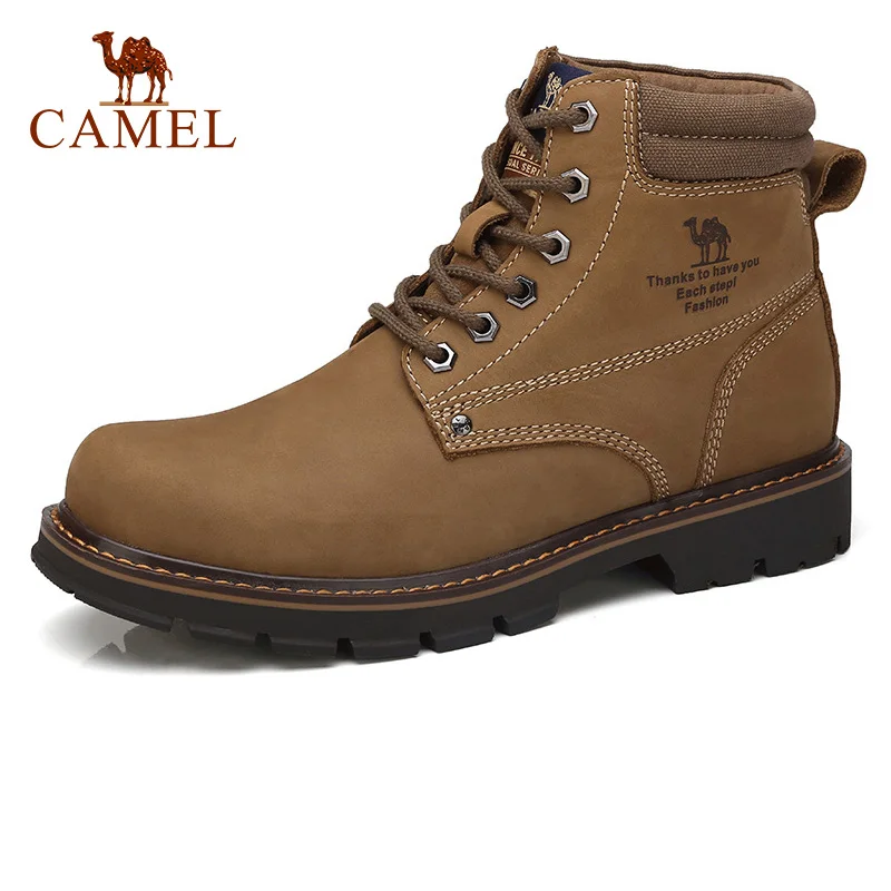 

CAMEL Men's Boots Winter Light Man Tooling Cushioning Genuine Leather Martin Boats Textured Scrub Male Ankle Boot