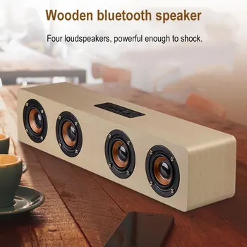 

W8 Home Wooden Bluetooth wireless speaker portable Subwoofer four horn bass Wireless receiver FM Handfree call speaker for music