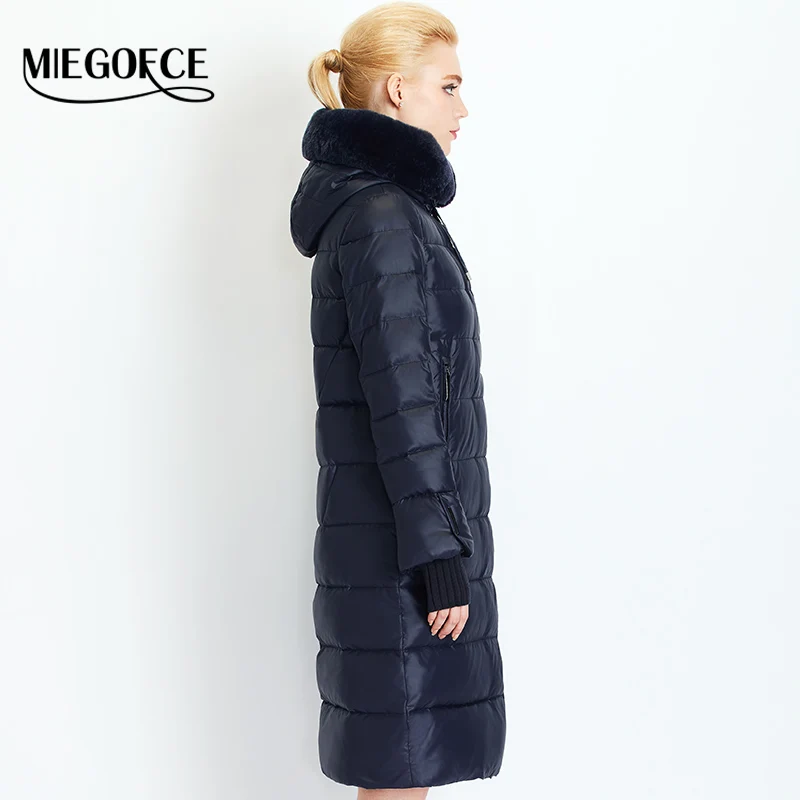 Kopen Miegofce 2019 Vrouwen Jas Jas Medium Lengte Vrouwen Parka Met Een Konijnenbont Winter Dikke Jas Vrouwen Nieuwe Winter collection Hot