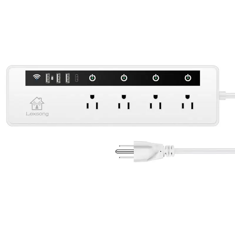 Дешево ALLOYSEED Беспроводной WI FI умная розетка 4 Порты 3xusb 1xType C Выход APP дистанционного Управление синхронизации Мощность полосы переключатель США Plug