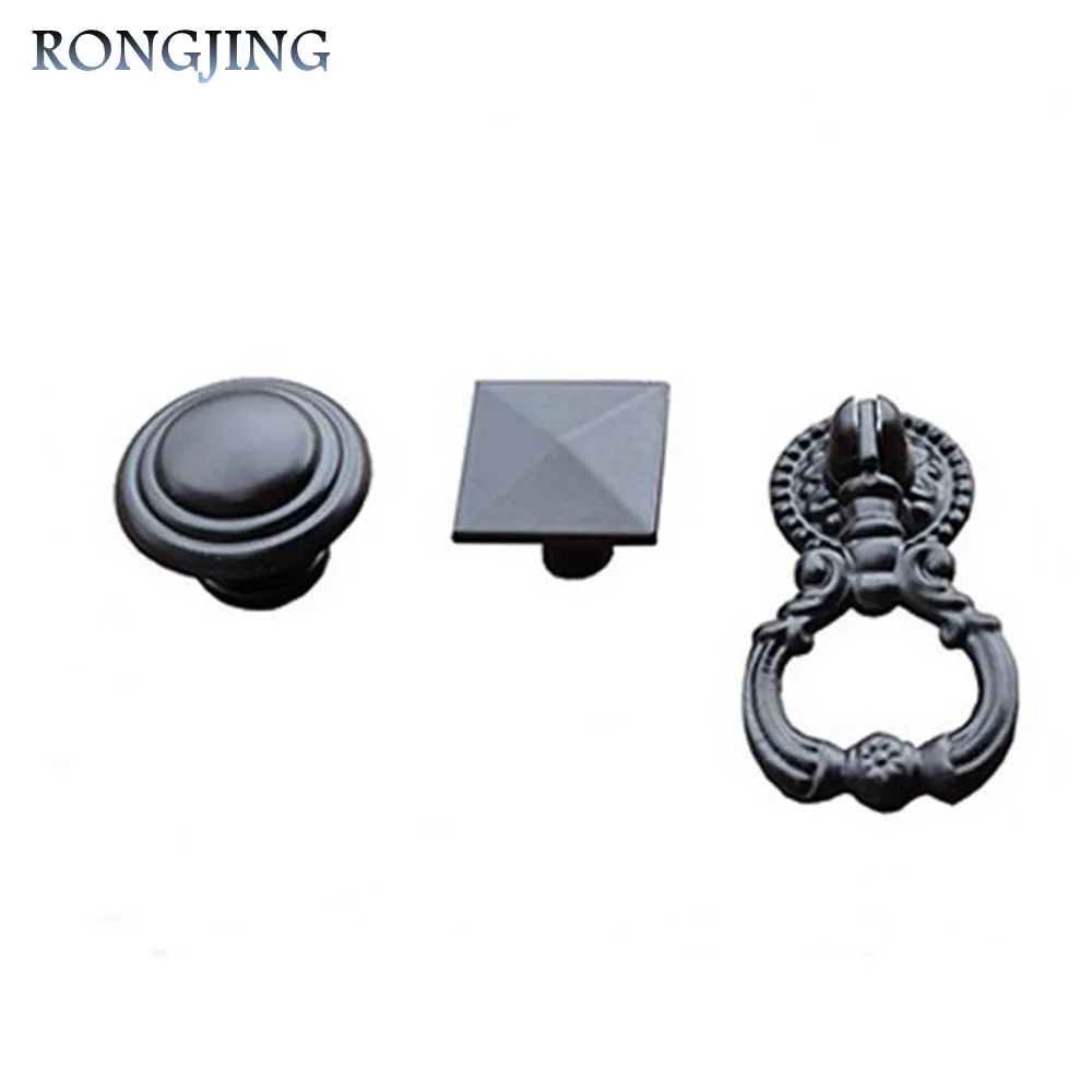 2pcs Black Cabinet Drawer Knobs Kitchen Cabinet Pulls Square Wine Cabinet Knob Round Shoes Box Handles