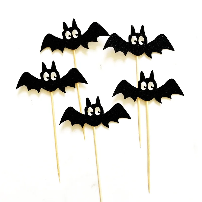 

5 Pcs Halloween Party Cake Toppers Bat Cupcake Wrappers Kids Happy Halloween Party Cake Topper Event Party Decor Supplies July 9