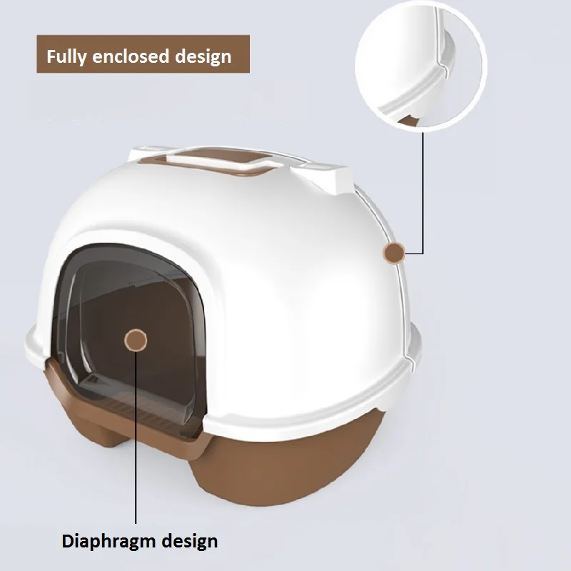 С толкающей коробкой для кошачьего туалета, легко чистится, полностью закрытый туалет для кошачьего туалета, уменьшает разброс туалета до 95%, обслуживание для жира и большой кошки