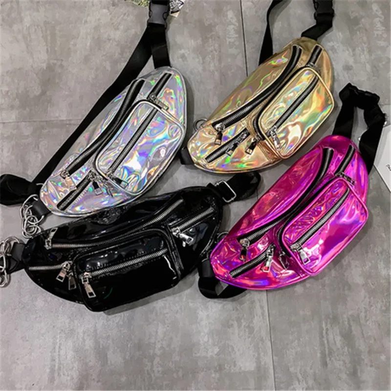 

New Fashion Laser pocket waist pack Dumpling Street pack Reflective bag Multi-functional oblique bag chest sports running bag